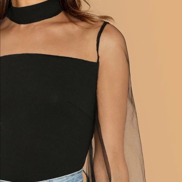 Mock neck sheer blouse - Picture 4 of 5